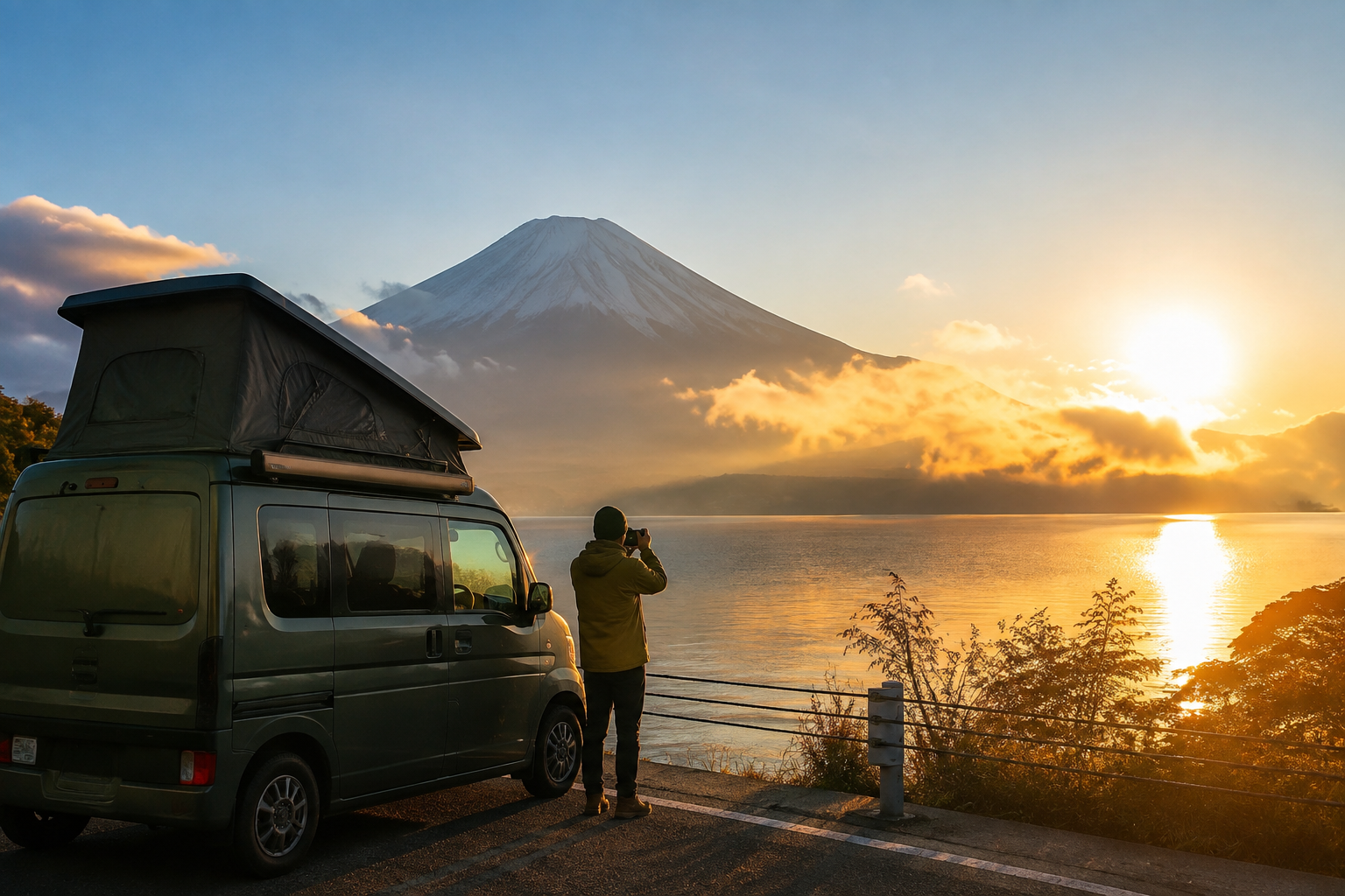 富士山とキャンピングカーを撮影するベストショットの投稿イメージ